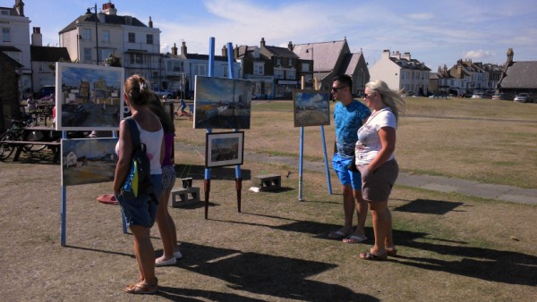 Paintings on Posts at the Sea Cafe, Walmer Green, Deal, Kent