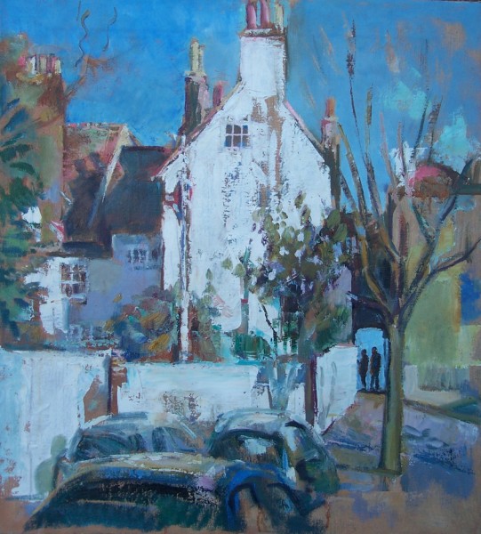 carpark and alley on linen 20X24 (541 x 600)